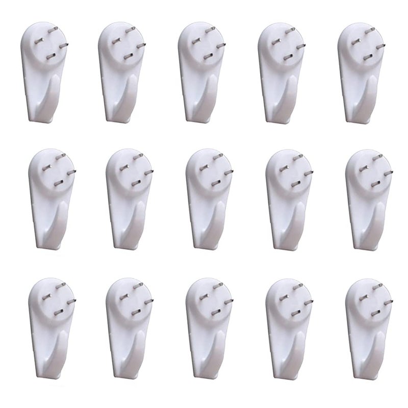 NATUWORLD 20Pcs Plastic Wall Hooks, White, 4cm/1.57inch Length, Max Load 10kg/22lbs, Picture Hanging Kit, Hard Wall, Solid Wood, Cement, Lime, Whitewashed, Stickers - Image 1